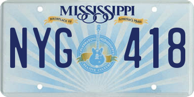 MS license plate NYG418