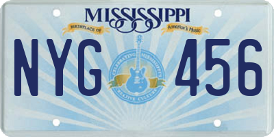 MS license plate NYG456