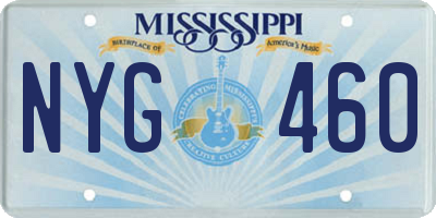 MS license plate NYG460