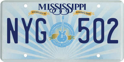 MS license plate NYG502