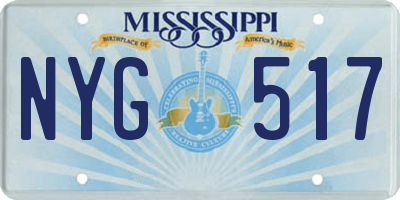 MS license plate NYG517