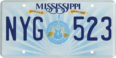 MS license plate NYG523