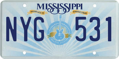 MS license plate NYG531