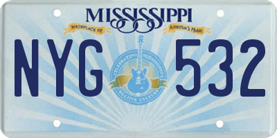 MS license plate NYG532