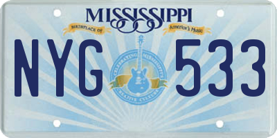 MS license plate NYG533