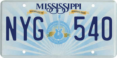 MS license plate NYG540