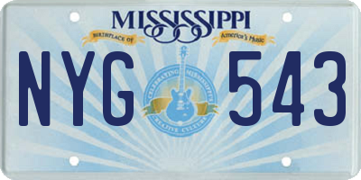 MS license plate NYG543