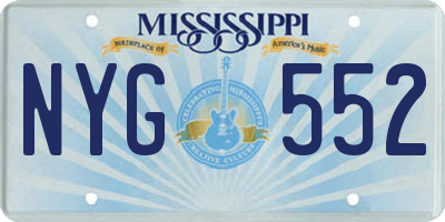 MS license plate NYG552
