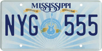 MS license plate NYG555