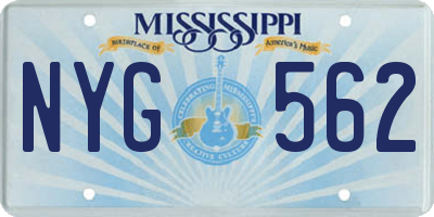 MS license plate NYG562