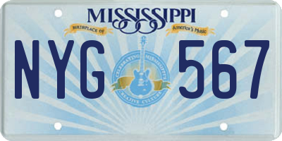 MS license plate NYG567