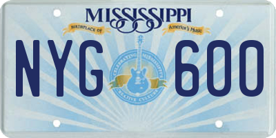 MS license plate NYG600