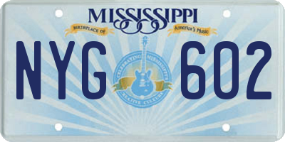 MS license plate NYG602