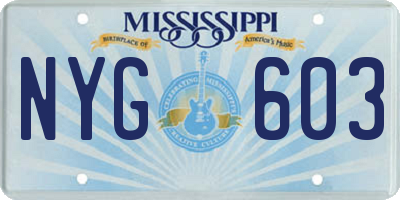 MS license plate NYG603
