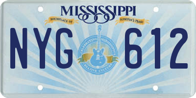 MS license plate NYG612