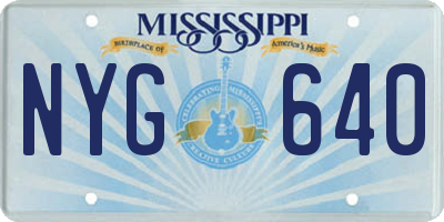MS license plate NYG640