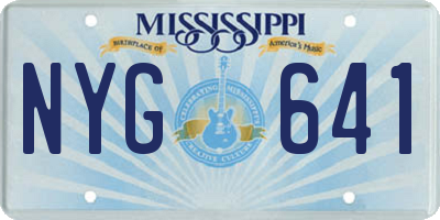 MS license plate NYG641