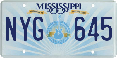 MS license plate NYG645