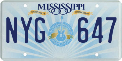 MS license plate NYG647