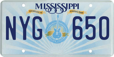 MS license plate NYG650