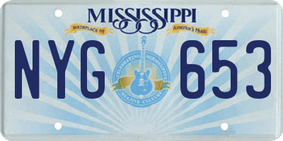 MS license plate NYG653