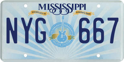 MS license plate NYG667
