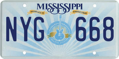 MS license plate NYG668