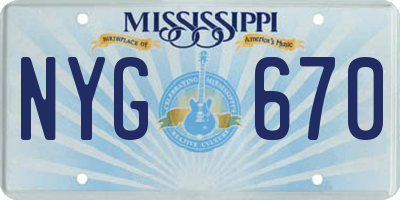 MS license plate NYG670