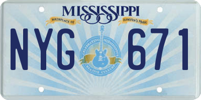 MS license plate NYG671