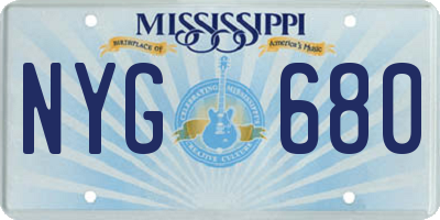 MS license plate NYG680