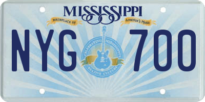 MS license plate NYG700