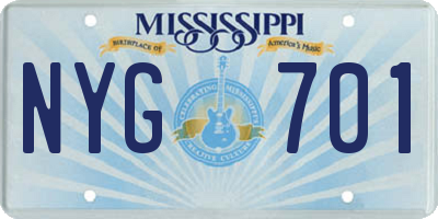 MS license plate NYG701