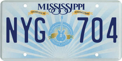 MS license plate NYG704