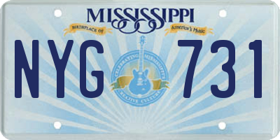 MS license plate NYG731