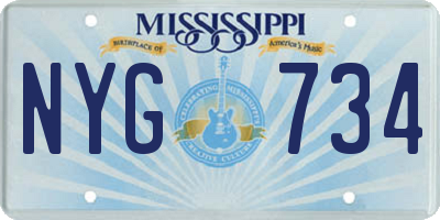 MS license plate NYG734