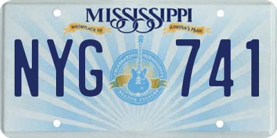 MS license plate NYG741