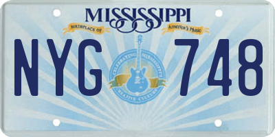 MS license plate NYG748