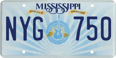 MS license plate NYG750
