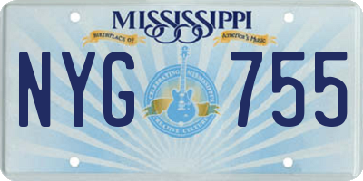 MS license plate NYG755