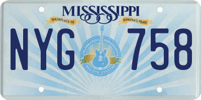 MS license plate NYG758