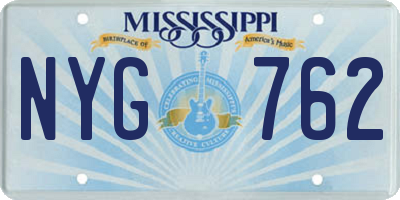 MS license plate NYG762
