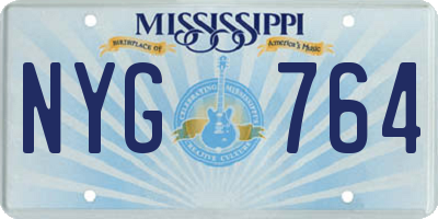 MS license plate NYG764