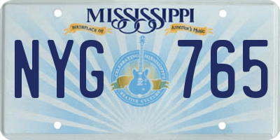 MS license plate NYG765
