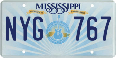 MS license plate NYG767