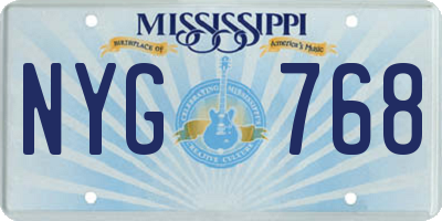 MS license plate NYG768