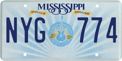 MS license plate NYG774