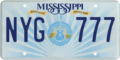 MS license plate NYG777
