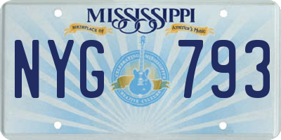 MS license plate NYG793
