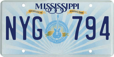 MS license plate NYG794