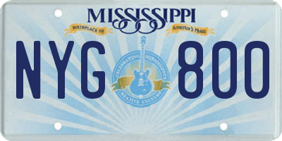 MS license plate NYG800